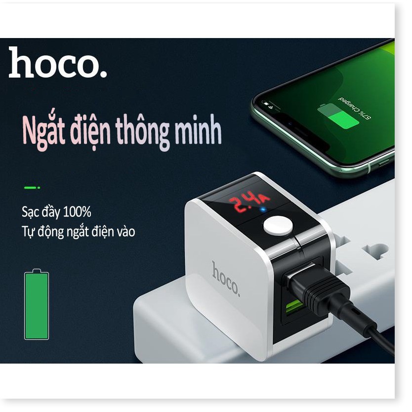 Cốc sạc nhanh Hoco HK5 trang bị 2 cổng USB, sạc nhanh 2.4A, chip tự ngắt khi pin đầy hạn chế chai pin - MrPhukien