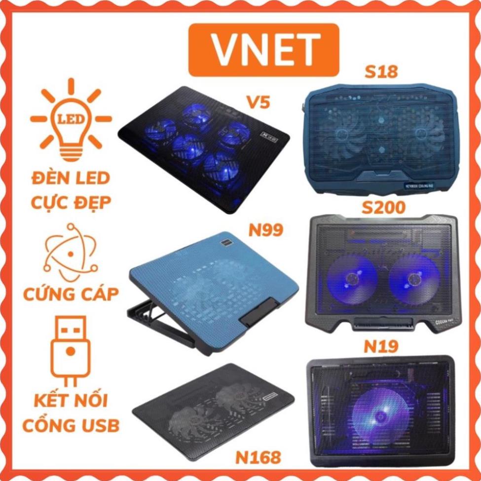 Đế tản nhiệt laptop macbook N99 S18 Cooling Pad 2 Quạt đèn led đế nâng 45' N19 N139 N168 từ 17 inch trở xuống VNET