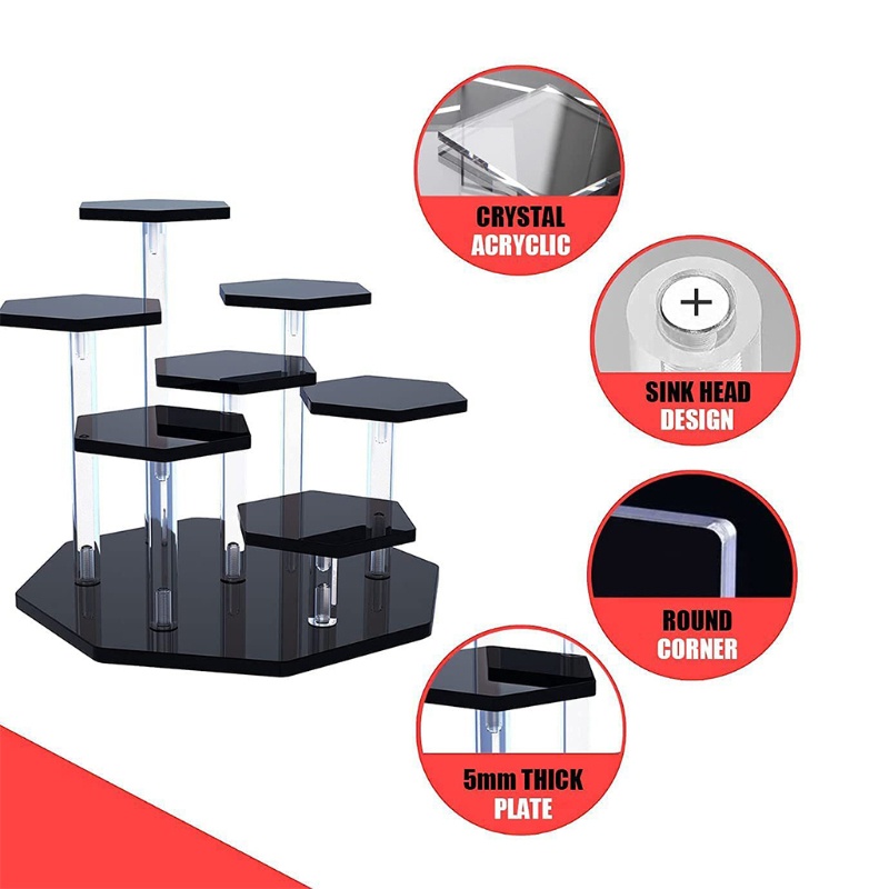 Đế Trưng Bày Búp Bê Hình Lục Giác Bằng Acrylic Trong Suốt
