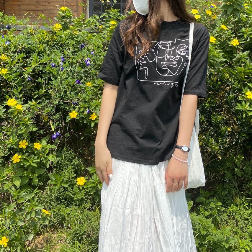 [Ảnh Thật] Áo Phông Nữ Thời Trang In Hình Mặt Người Phong Cách Hàn Quốc,  Áo Phông Form Rộng Chất Cotton DMEE