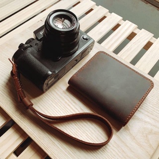 Ví đứng, bóp nam nữ mini da bò sáp, ví da thật gập đôi phong cách vintage