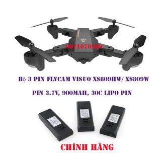 ( FREE SHIP ) BỘ 3 PIN PHÒNG VISUO XS809HW XS809W Pin 3.7 V 900 mAH 30C Lipo Pin cho RC Bay Không Người Lái Quadcopter