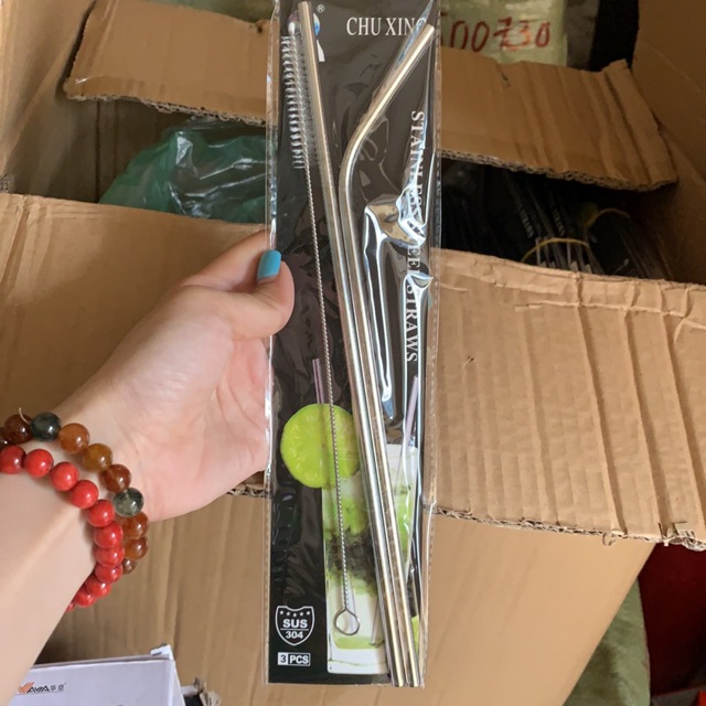 Ống hút inox 304 có kèm cọ rửa