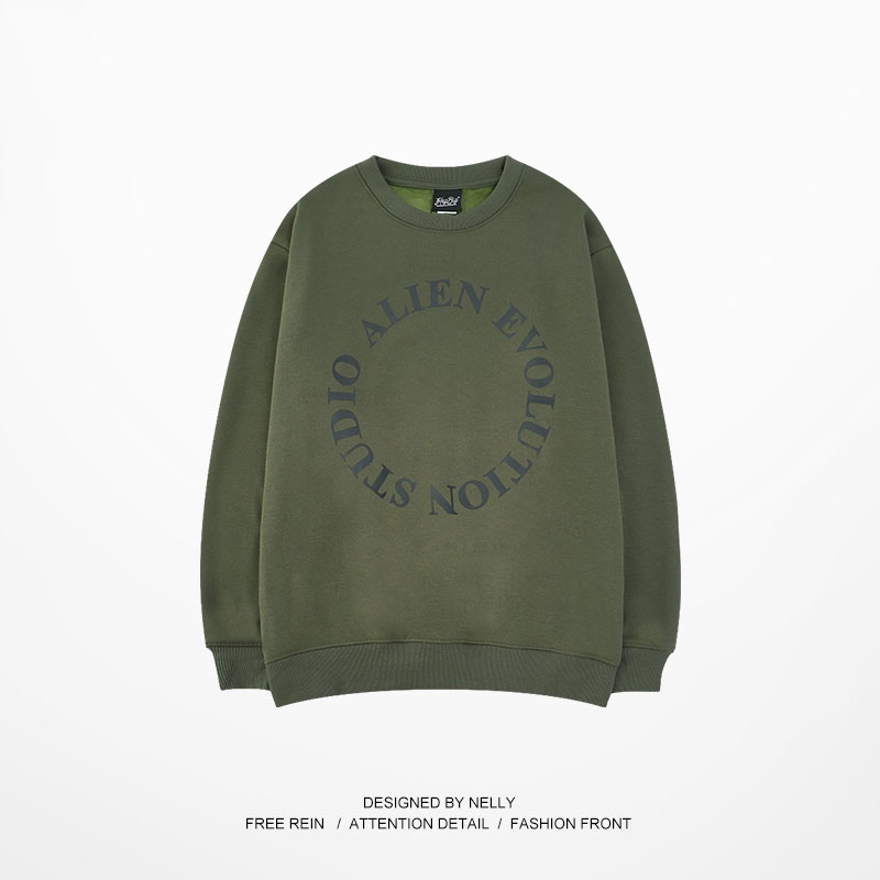 Áo sweater Nelly nỉ lót lông in hình "ALIEN EVOLUTION STUDIO" áo nỉ