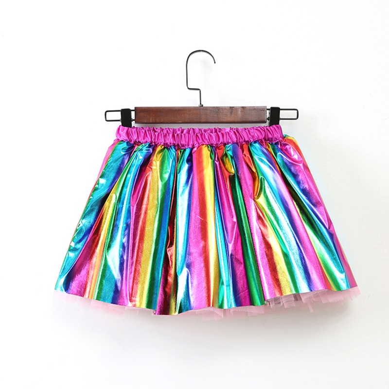 Chân Váy Xòe Tutu Nhiều Lớp Màu Cầu Vồng Lấp Lánh Cho Bé Gái