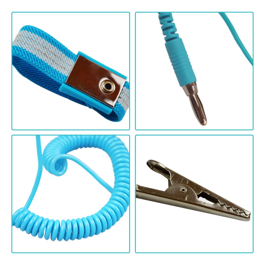 Chống tĩnh điện esd dây đeo cổ tay xả tiếp đất ngăn ngừa sốc tĩnh với kẹp cho các công cụ làm việc sửa chữa điện tử nhạy cảm