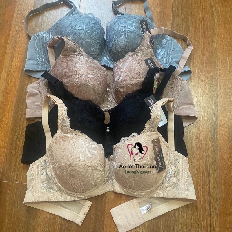 Áo lót nữ áo ngực bigsize không mút nâng ngực Thái lan 2044 có gọng ren mềm bản to size 36 đến size 42 màu da/đen/ruốc