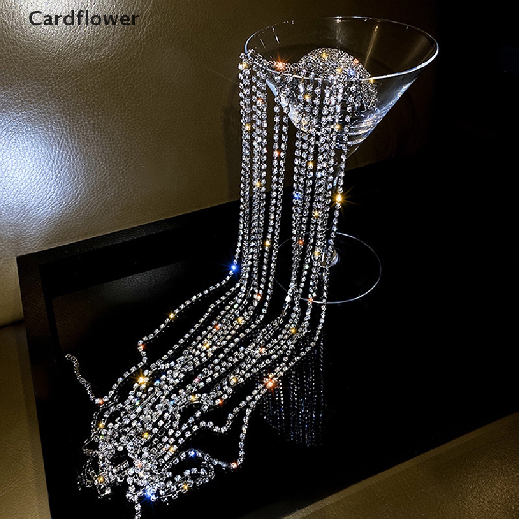 &lt; Cardflower &gt; Kẹp Tóc Chuỗi Dài Đính Đá Lấp Lánh Quà Tặng Trang Sức Cho Nữ