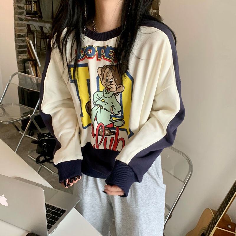 Áo Sweater mỏng dáng rộng giả hai lớp thời trang xuân thu cho nữ | BigBuy360 - bigbuy360.vn
