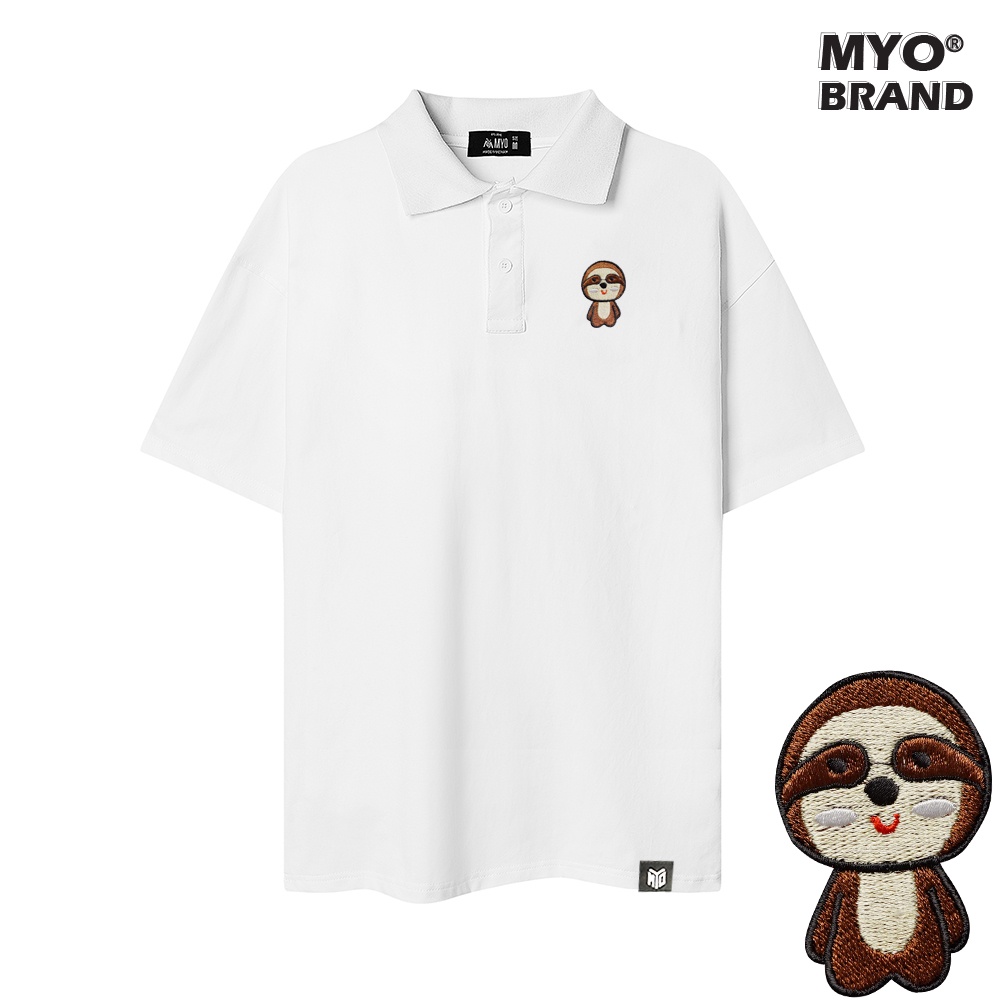 Áo Thun Polo Cao Cấp Tay Lỡ MYO Vải Cotton Thêu Gấu M01
