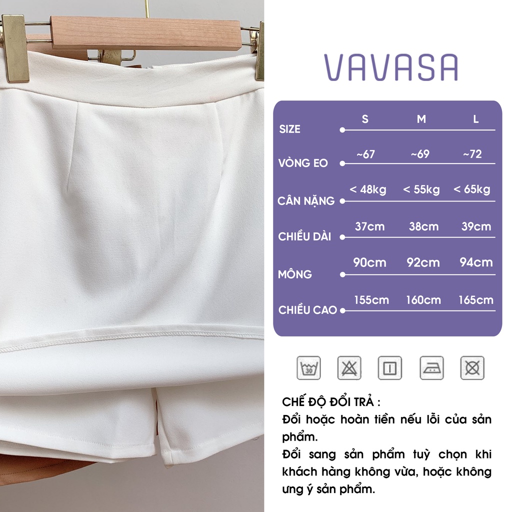 Quần giả váy nữ bigsize ống rộng lưng cao ngắn chữ a VAVASA CV14