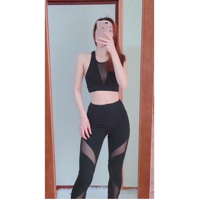 🍀 NEW 🍉 Bộ tập gym nữ, đồ thể thao nữ thun phối lưới ! 🍉 . Sales Thu : . . ' . . ˢ . )