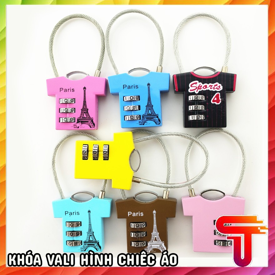 Ổ khóa hình chiếc áo loại dây cáp mật mã 3 số khóa vali balo túi xách đa năng bảo mật cao