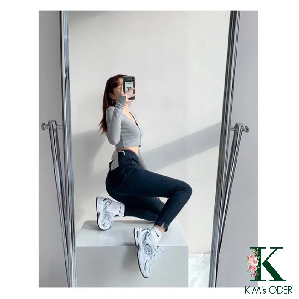 Quần jean nữ skinny lưng cao ống bó côn phom ôm chất co dãn màu xanh đậm tôn dáng đủ size | BigBuy360 - bigbuy360.vn