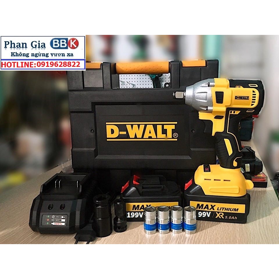 Máy bắn bulong, Máy siết bulong 199V, Pin 10Cell, Mẫu 2022 mạnh mẽ và êm hơn, Động cơ không chổi than