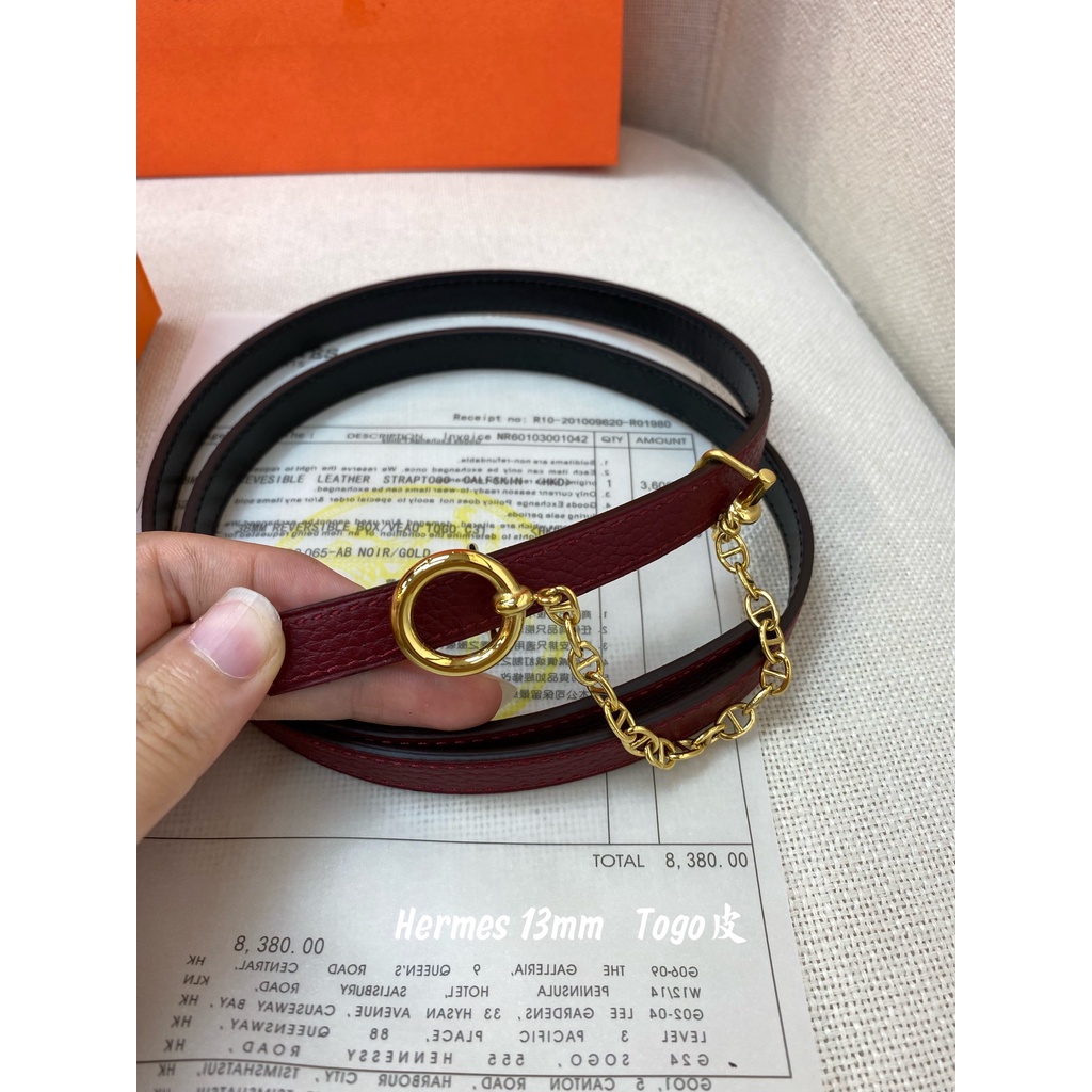 Thắt lưng da nữ thương hiệu thời trang cao cấp Hermes HM Mini Constance chất liệu da thật size 1.3