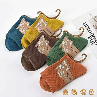 combo 5 đôi tất cổ cao nữ gân