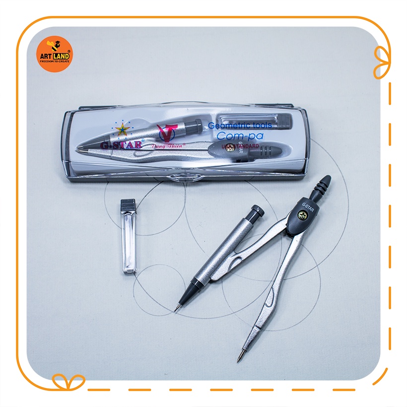 Compa G-Star vẽ nên những đường cong tuyệt mỹ 2 loại Compa Gắn Chì Gỗ và Compa Chì Bấm