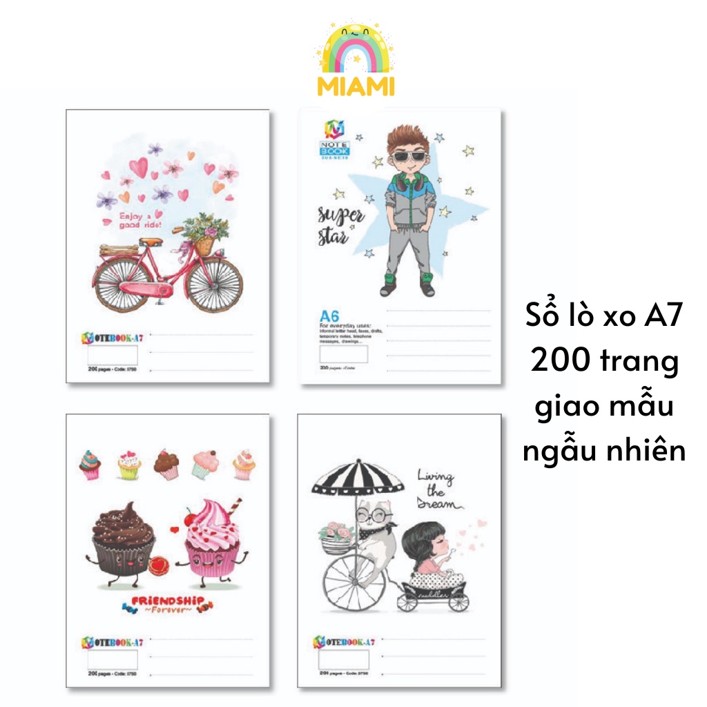 Sổ Lò Xo Các Loại A4/A5/A6/A7 Hải Tiến 200 Trang Chính Hãng, Mặt Giấy Mịn Viết Êm
