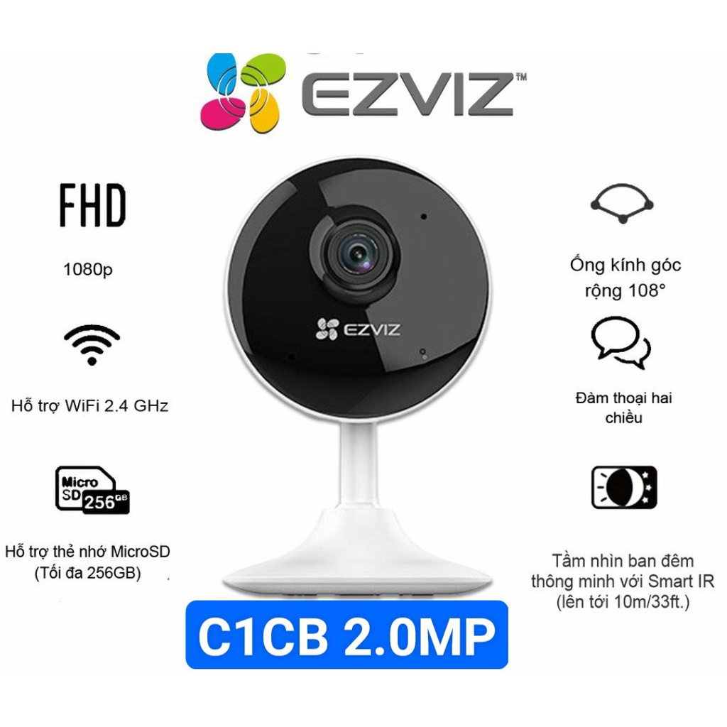 Camera Ezviz C1CB 2.0MP, đàm thoại 2 chiều, chính hãng Fullbox 100%
