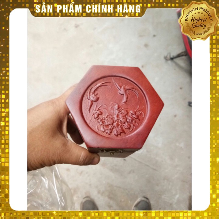 [Mỹ Nghệ Đồng Kỵ] Hộp đựng chè gỗ hương chạm hoa điểu tinh tế