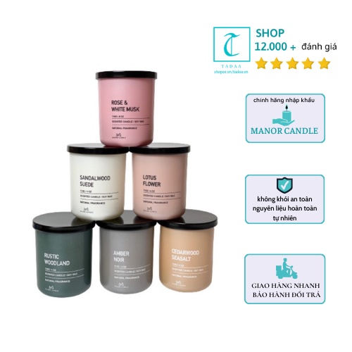 Nến thơm tinh dầu cao cấp nhập khẩu Manor Candle - Không khói, hoàn toàn sử dụng nguyên liệu tự nhiên