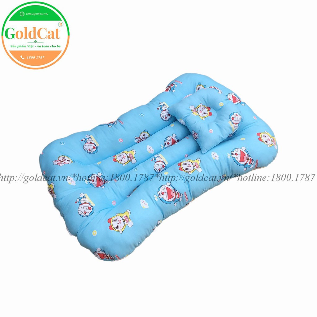 Đệm Ngủ Thông Minh GOLDCAT Chất Liệu Cotton Lụa Mềm Mịn, Thoáng Mát Giúp Massage Cho Bé