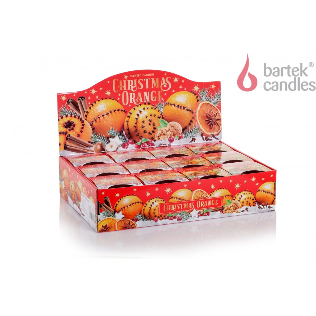 Ly nến thơm Bartek Candles BAT7950 Christmas Orange with Cinamon 115g (Hương cam, quế, bánh)