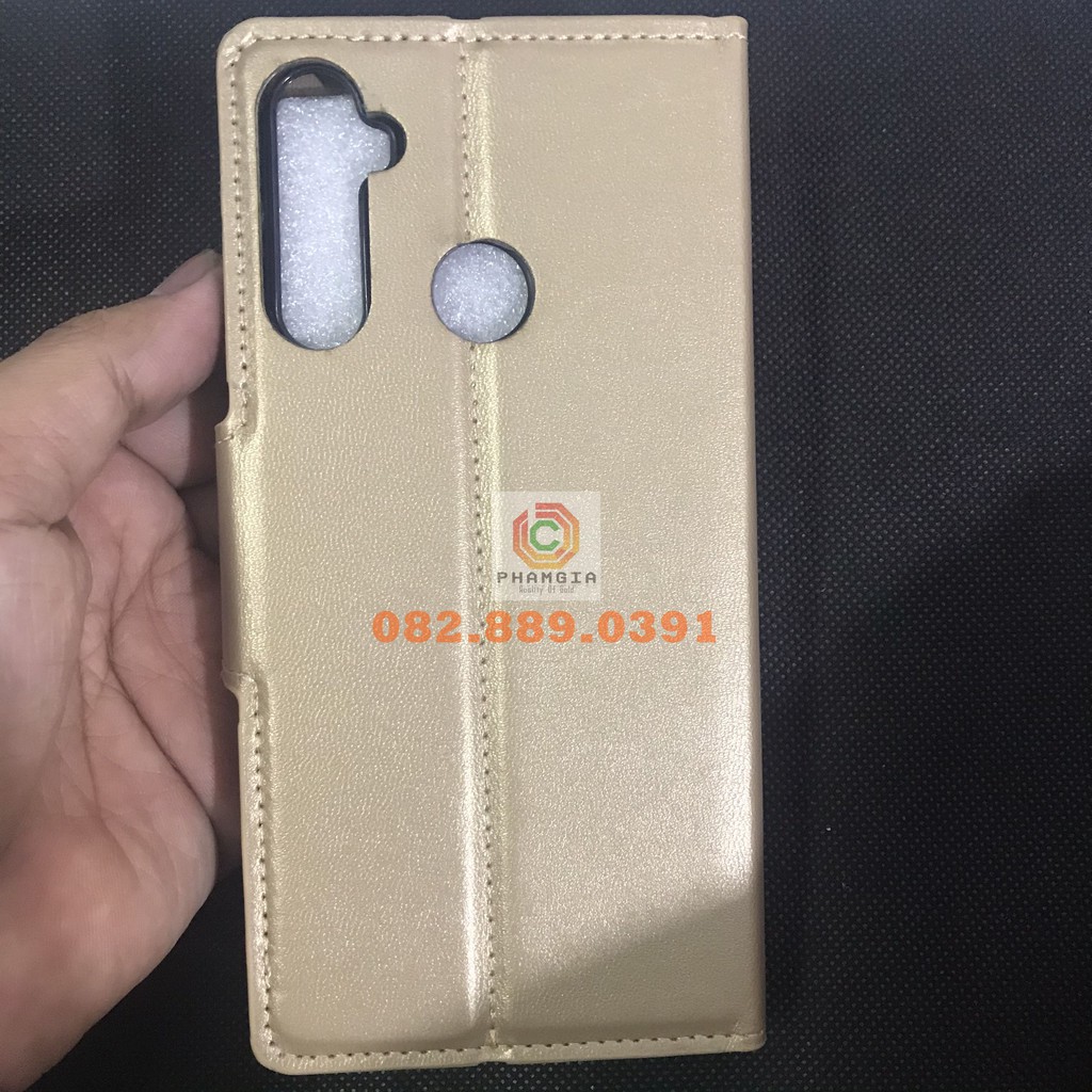 Bao da điện thoại Realme 6i da đẹp, mềm mịn, có ngăn để thẻ và chống xem phim