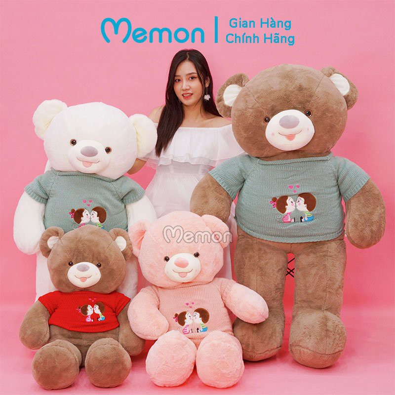 [Mã LIFEM1 giảm 50k đơn 99k] Gấu Bông Teddy Len Kiss Lông Trơn Cao Cấp Memon