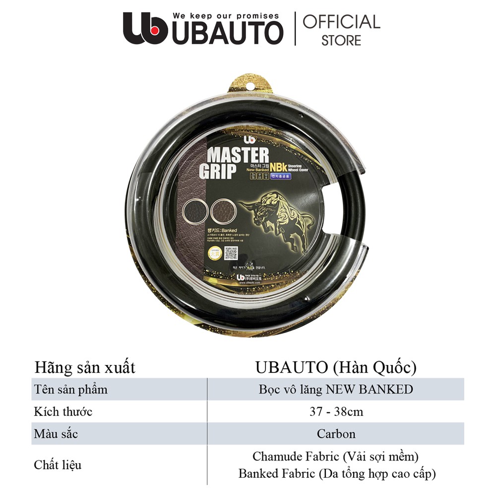 Bọc vô lăng New Banked cao cấp chính hãng UBAUTO phù hợp các dòng xe ô tô có vô lăng 36-38cm