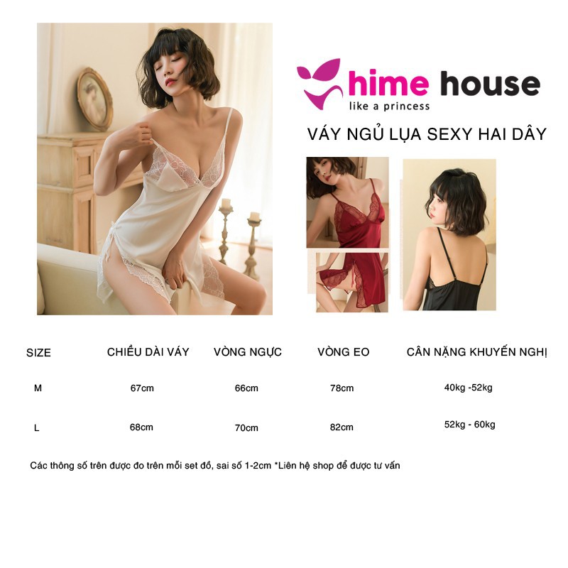 Váy ngủ sexy lụa hai dây ren ngực xẻ tà gợi cảm tặng kèm quần chip 245 | BigBuy360 - bigbuy360.vn