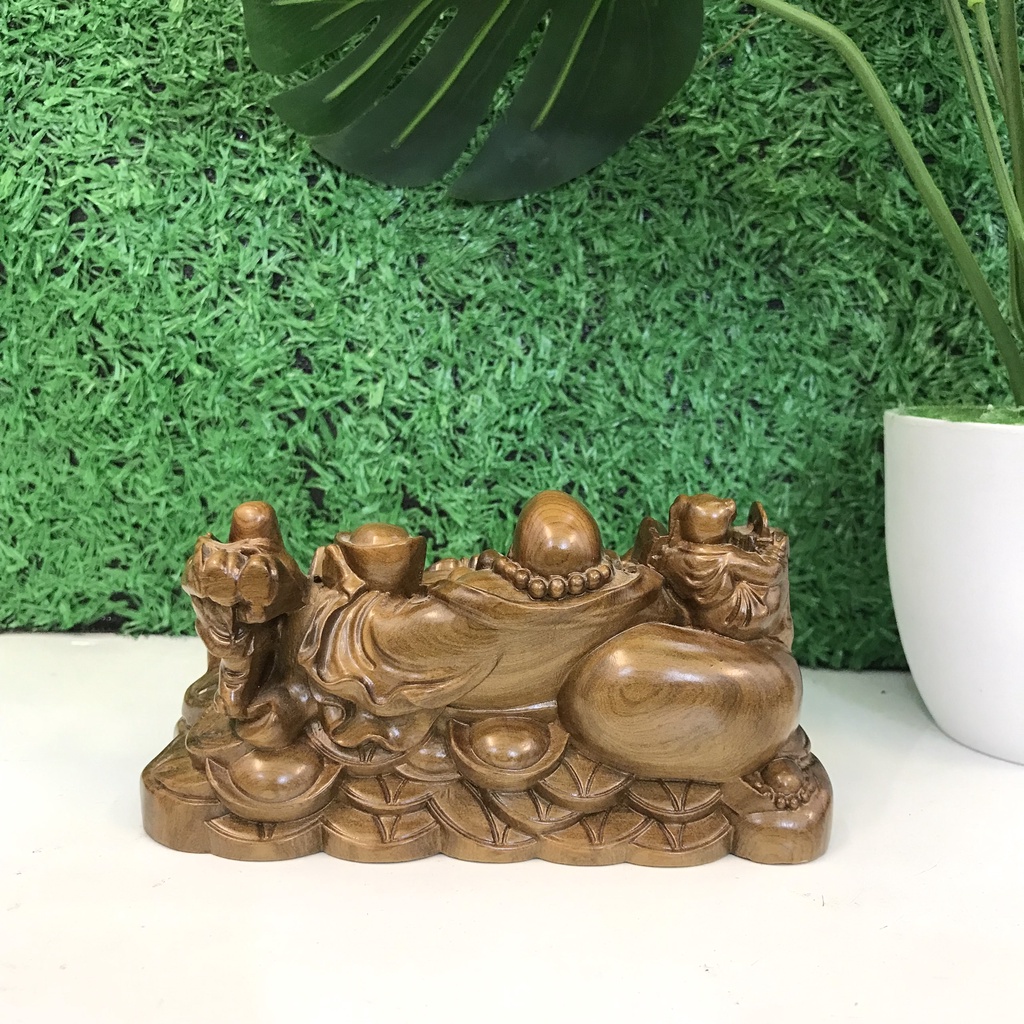 Phật Di Lặc Ngũ Phúc Bằng Gỗ Bách Xanh