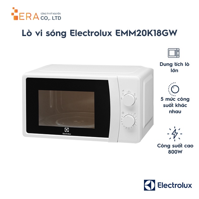 [Mã ELHADEV giảm 4% đơn 300K] Lò vi sóng Electrolux 20 lít EMM20K18GWI