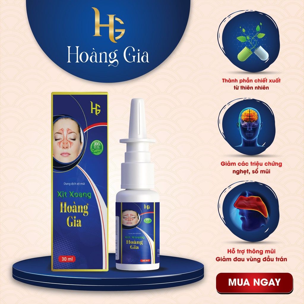 Xịt xoang Hoàng Gia hỗ trợ giảm dứt điểm xoang cấp tính và mãn tính hàng chính hãng