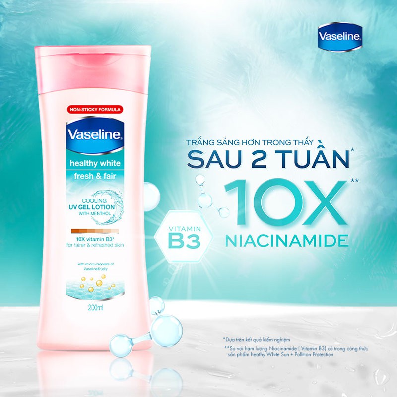 Sữa Dưỡng Thể Vaseline Dịu Mát Sáng Da Healthy White Fresh &amp; Fair Cooling UV Gel Lotion 200ml