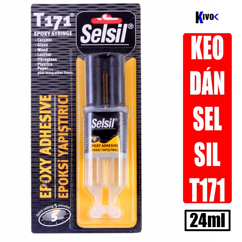 Keo Dán Trong Suốt 2 Thành Phần Selsil T171 24ml - Keo Dán Đa Năng Mau Khô - Dán Nhựa,Sứ, Gỗ, Kiếng, Kim Loại - Kivo