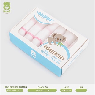 Khăn sữa trẻ em dạng hộp - 100% cottontự nhiên mipbi chính hãng - set 6c - kich thước 30 * 30cm