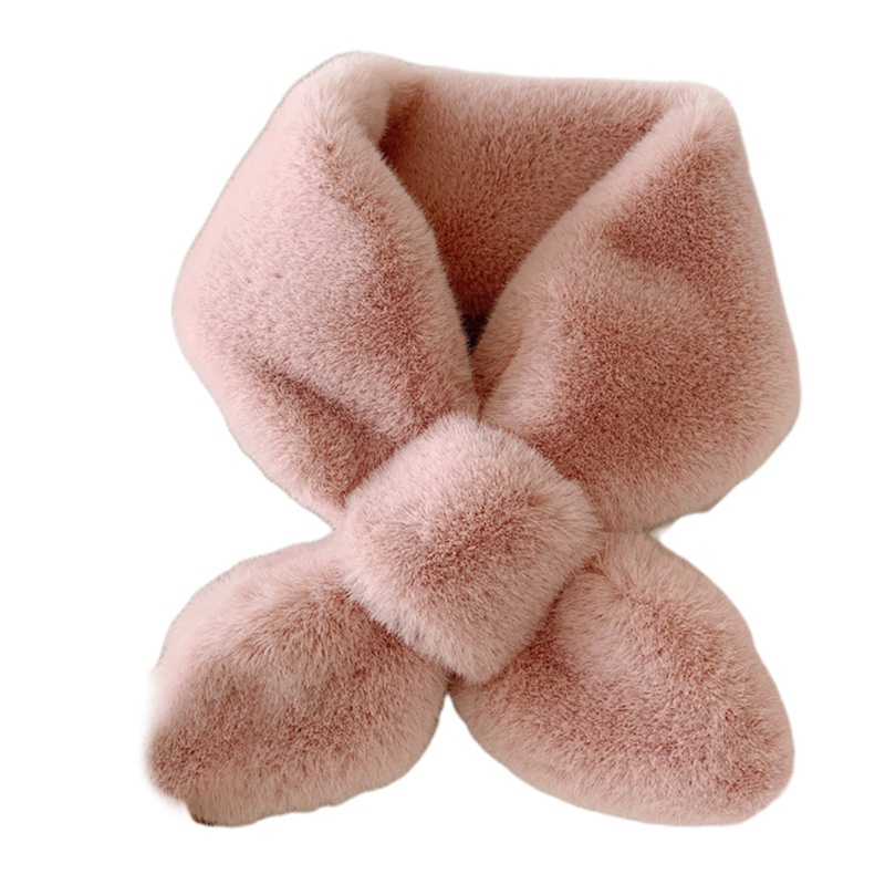 Khăn Choàng Cổ Bằng Lông Giả Màu Sắc Trơn Chống Gió Giữ Ấm Mùa Đông Cho Nữ