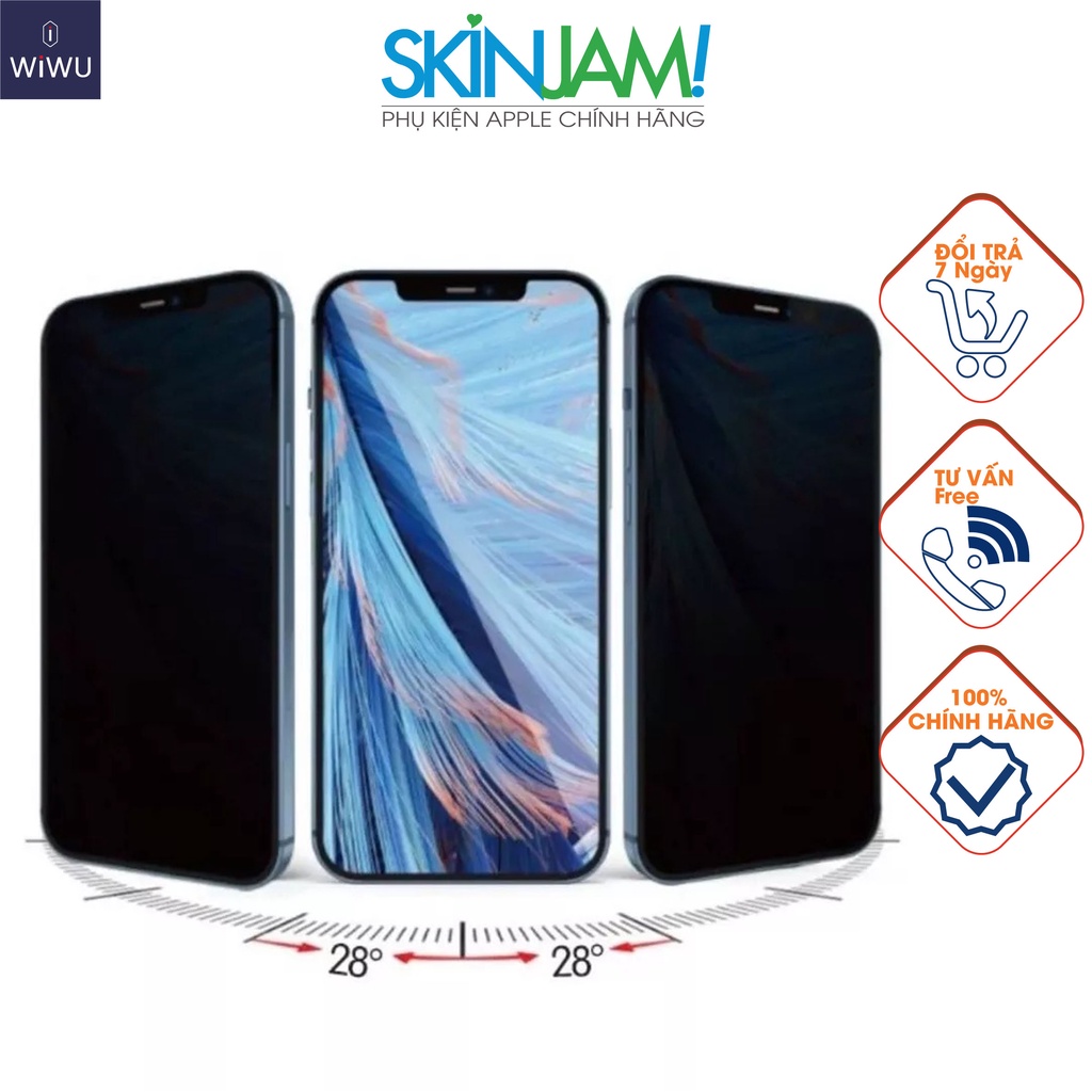 Kính Cường Lực Chống Nhìn Trộm Wiwu iPrivacy Nghiêng 28 Độ Cho iPhone 13 Và 14 Max Kèm Khung Trợ Dán Hàng Cao Cấp
