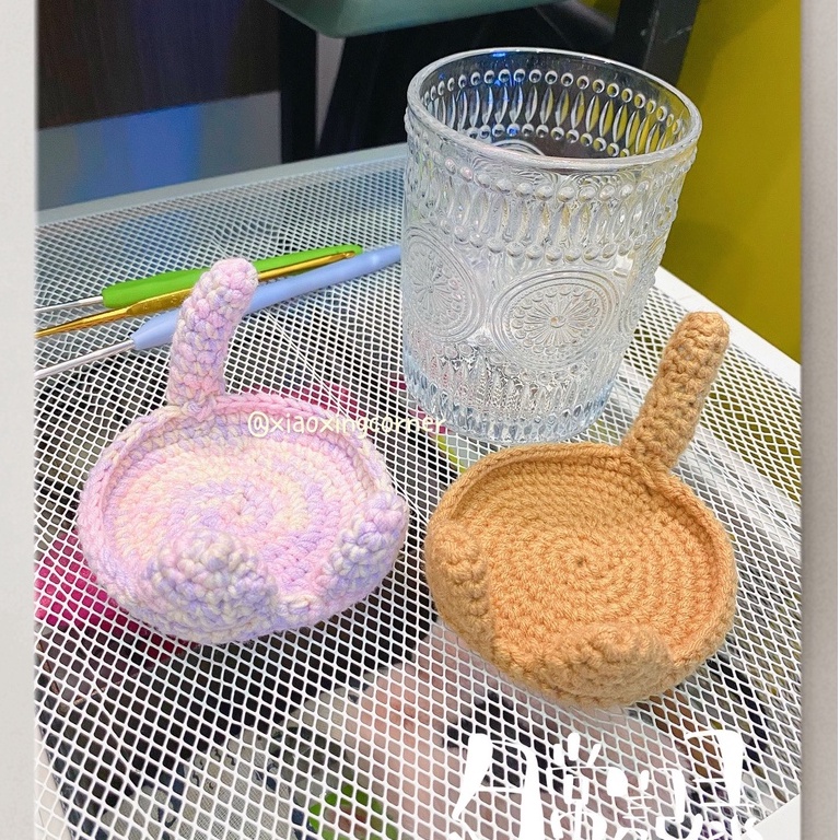 Đế lót ly len móc meow cat dễ thương thủ công handmade | Xiaoxingcorner