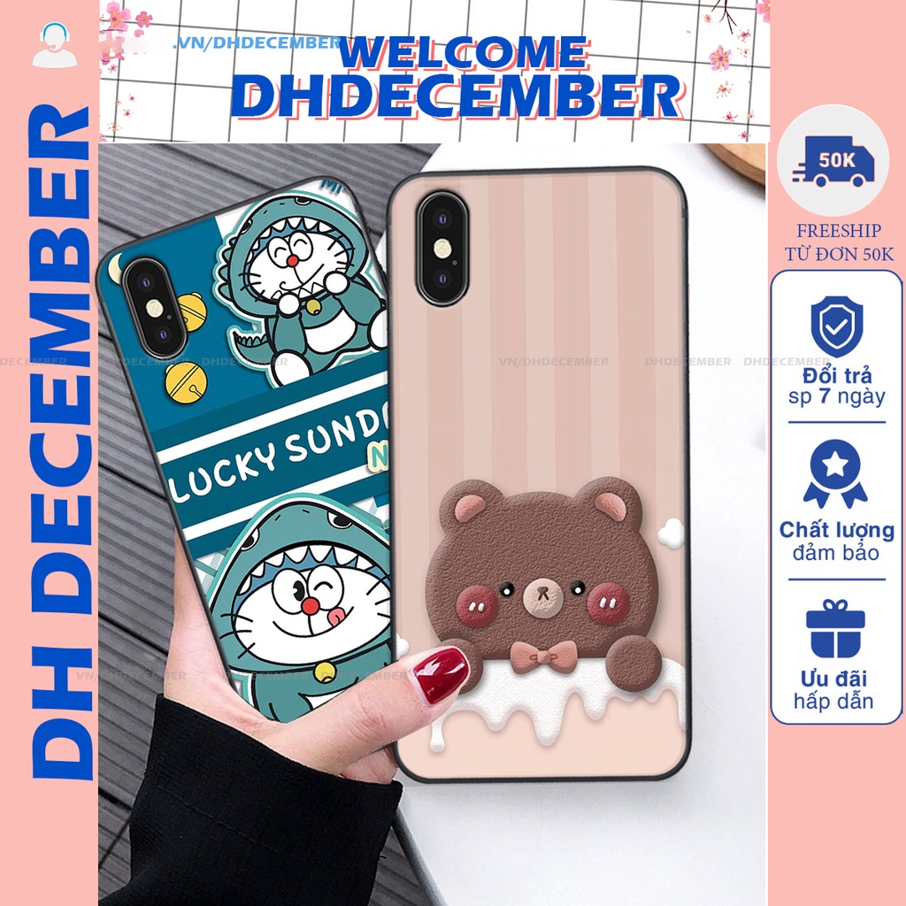 Ốp lưng iphone X / XS / XS MAX in hình gấu K@ws, gấu nâu, dor@emon RẺ- ĐẸP- BỀN