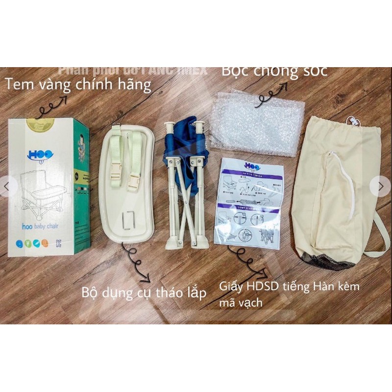 Ghế ăn dặm gấp gọn Hoo Bosster Hàn Quốc chính hãng