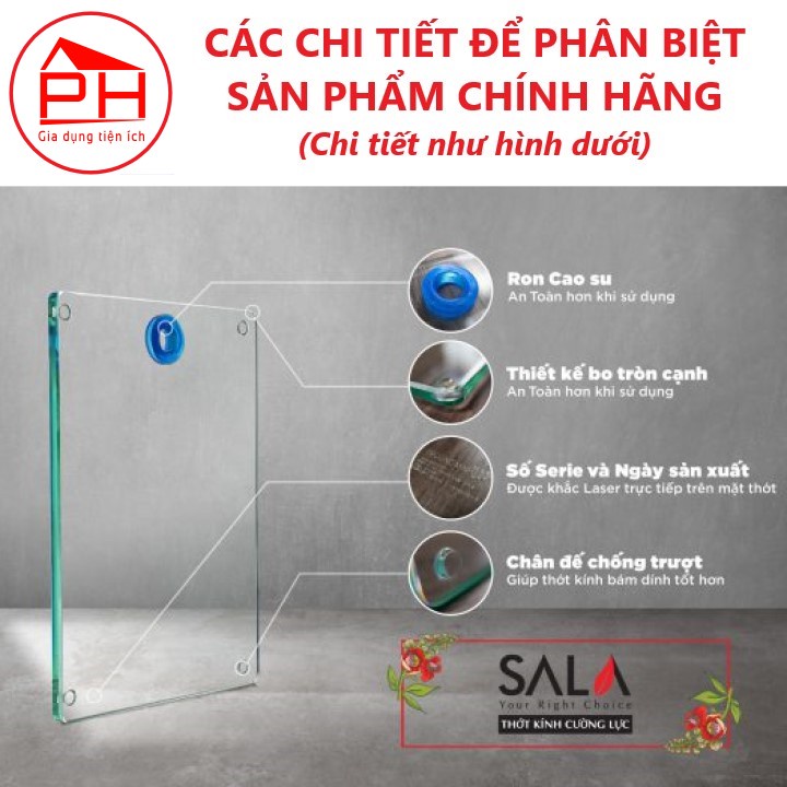 (Chính hãng) Thớt kính cường lực SALA (Dầy 1,2cm) Chịu lực tốt siêu bền sạch sẽ an toàn thực phẩm - Gia dụng Phước Hòa