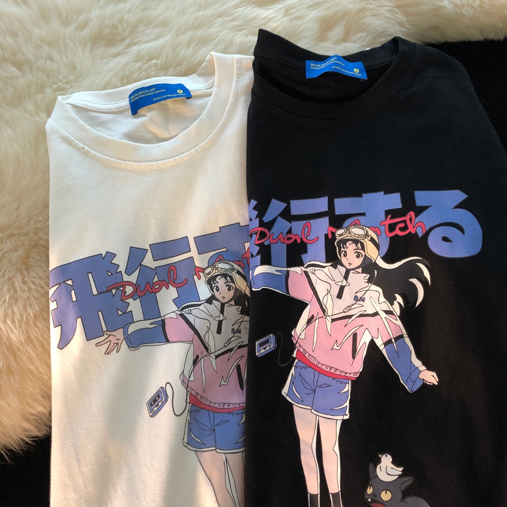 Áo Thun Ngắn Tay In Họa Tiết Dễ Thương Phong Cách Nhật Bản Thời Trang Mùa Hè Cho Nam Và Nữ