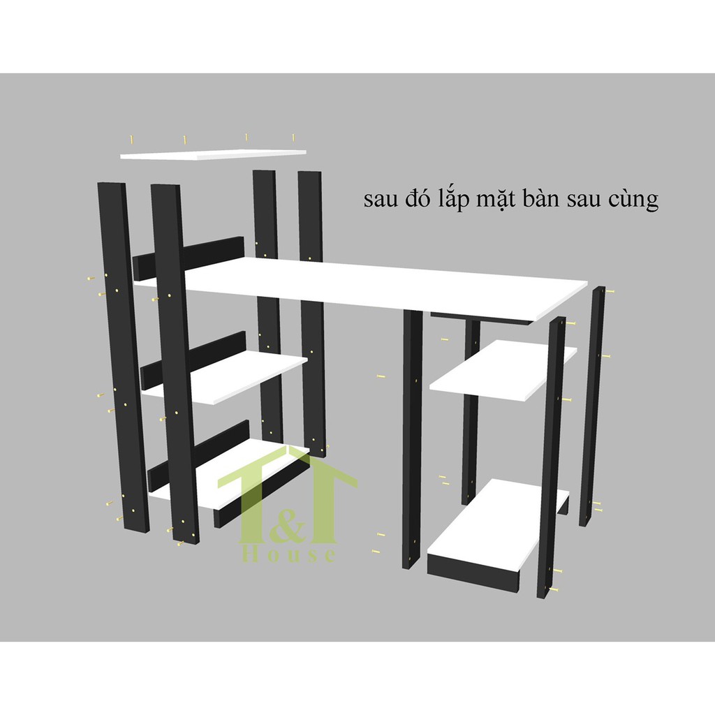 **BÀN LÀM VIỆC, BÀN VĂN PHÒNG, LẮP RÁP THÔNG MINH NHIỀU KỆ ĐA NĂNG FULL GỖ** | BigBuy360 - bigbuy360.vn