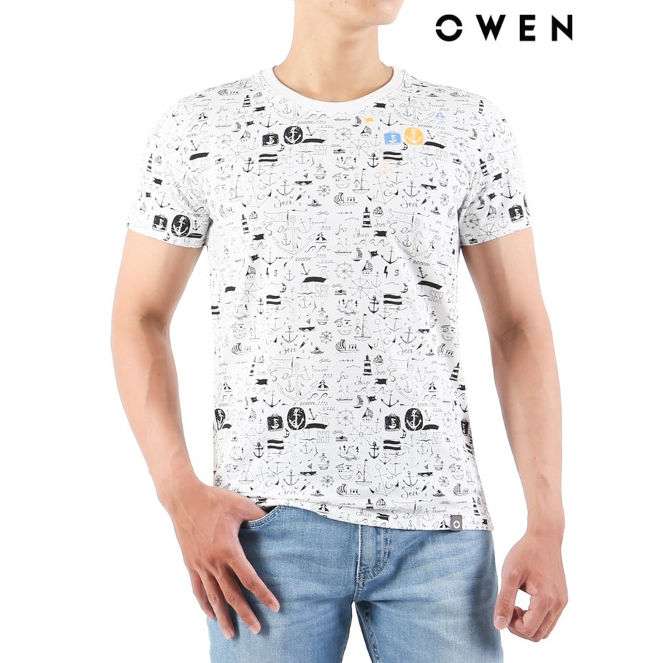 Áo Tshirt ngắn tay Owen Cotton Bodyfit màu trắng - TSN20370