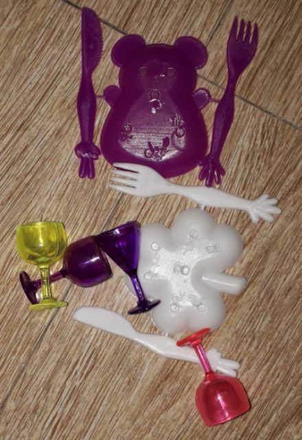 Sét 10 cái ly muỗng và dĩa mini bằng nhựa có nhiều màu