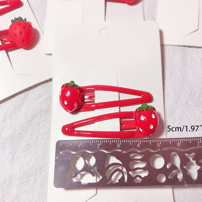 Kẹp Tóc Nhựa Hình Trái Dâu 3d Dễ Thương Cho Bé Gái