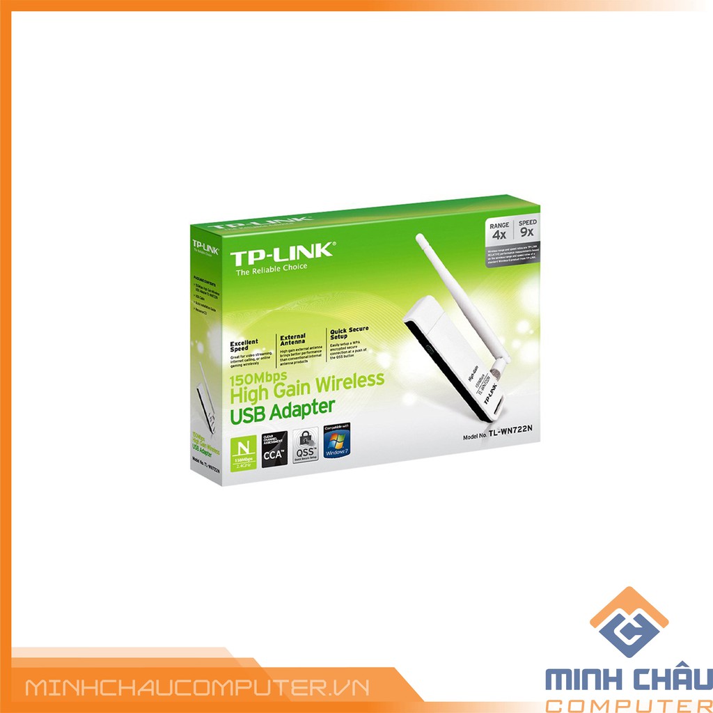 USB thu wifi có râu TP-LINK 722N 150Mb - Hàng chính hãng
